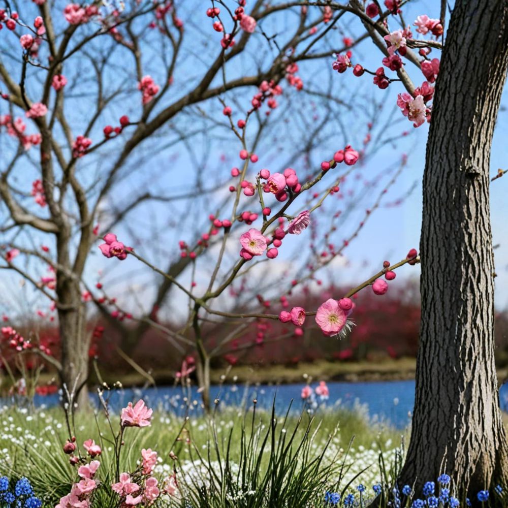 Mokel Japanese Flowering Apricot Tree – Prunus mume Live Bare Root Plant with Pink Blooms and Ume Fruit
