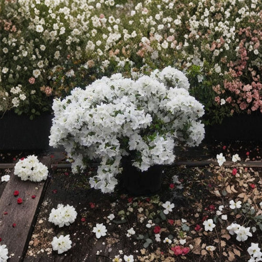 Live Evergreen Azalea Plant – Delaware Valley White, 1 Gallon Pot, Shade Garden Flowering Shrub, Rhododendron indicum