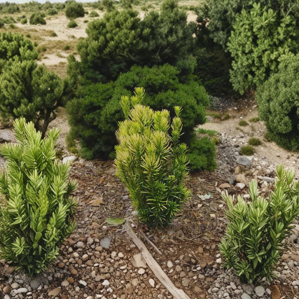 Cephalotaxus harringtonia ‘Korean Gold’ – Golden Plum Yew Columnar Evergreen Shrub 6" Container Deer Resistant Plant
