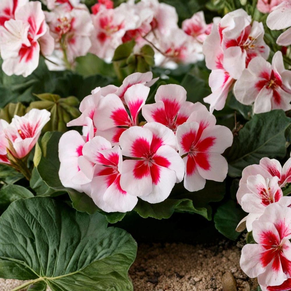 Calliope Medium White Splash Geranium Live Plant Plug 2 Inch Pot Pelargonium Annual Flower Patio Container Easy to Grow