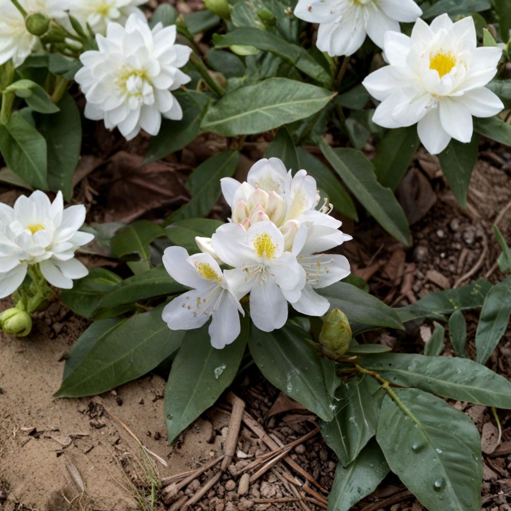 Chionoides Rhododendron Live Evergreen Shrub 12–15 Inches Wide White Spring Blooms Hardy to -10°F in Nursery Pot