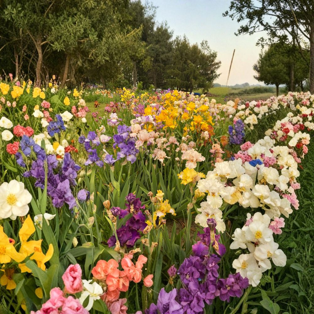 Wholesale Bearded Iris Rhizome Pack – 50 Mixed Colors, Hardy Perennial Flower Bulbs, Garden and Cut Flower Friendly, Iris germanica