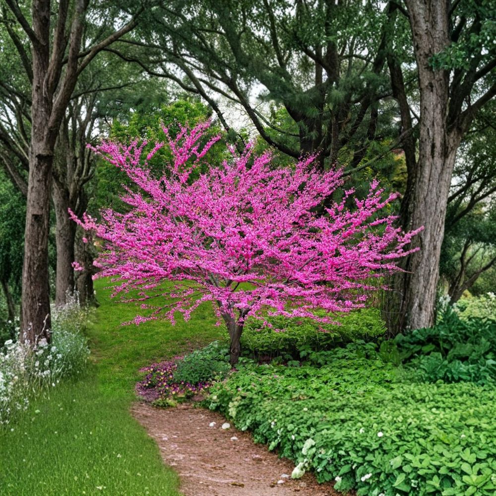 Eastern Redbud Tree – Cercis canadensis Live Ornamental Flowering Tree in Nursery Pot, 2–3 Feet Tall, Purple-Pink Blossoms