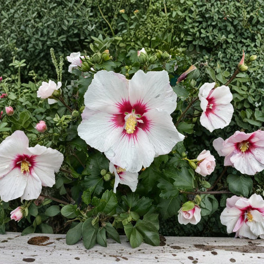 Helene Rose of Sharon Live Flowering Shrub 2-Gallon Pot Hibiscus syriacus Summer Bloom Landscape Plant