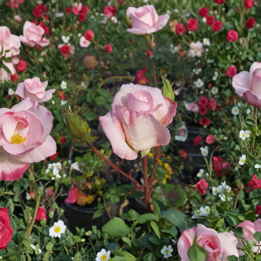 Kordes Perfecta Hybrid Tea Rose – 3 Gallon Live Bush Plant – Everblooming Cream Pink Garden Rose – Easy to Grow, Fragrant, Root Ball Included