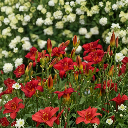 Hemerocallis 'Chicago Apache' Daylily – 3 Bare Root Plants, Scarlet Red Blooms, Sunfast Perennial Flower, Hardy Garden Favorite