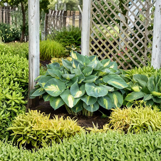 Hosta 'Hudson Bay' Bare Root Plant | Blue Variegated Foliage with Creamy White Centers | Shade Garden Perennial | Slug Resistant