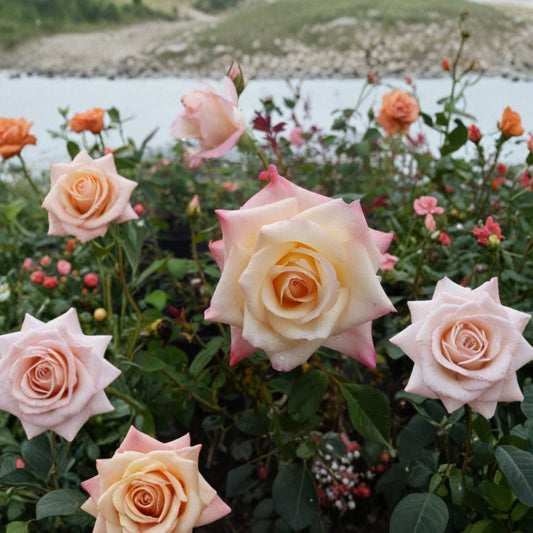 Peace Rose Live Plant – Rosa Hybrid Tea 3 Gallon | Yellow Pink Blooming Garden Rose | Award-Winning Flowering Rose Plant