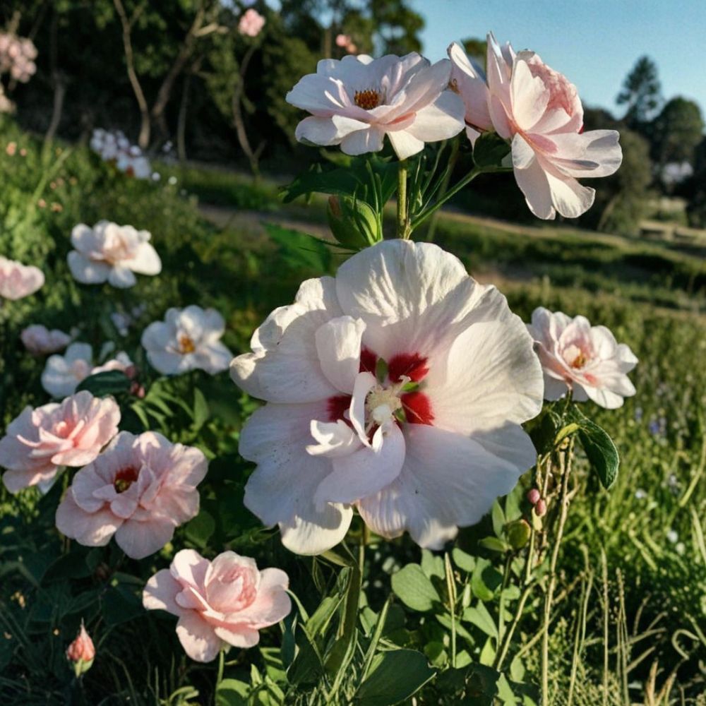 Double Flower White Althea Rose of Sharon Live Plant | 1 Gallon Hibiscus syriacus Double White Blooming Shrub for Garden & Landscape