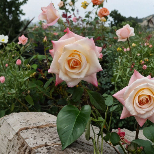 Peace Rose Live Bush Plant – 2 Gallon Hybrid Tea Rose with Rooted Plant for Garden & Landscape | Easy to Grow