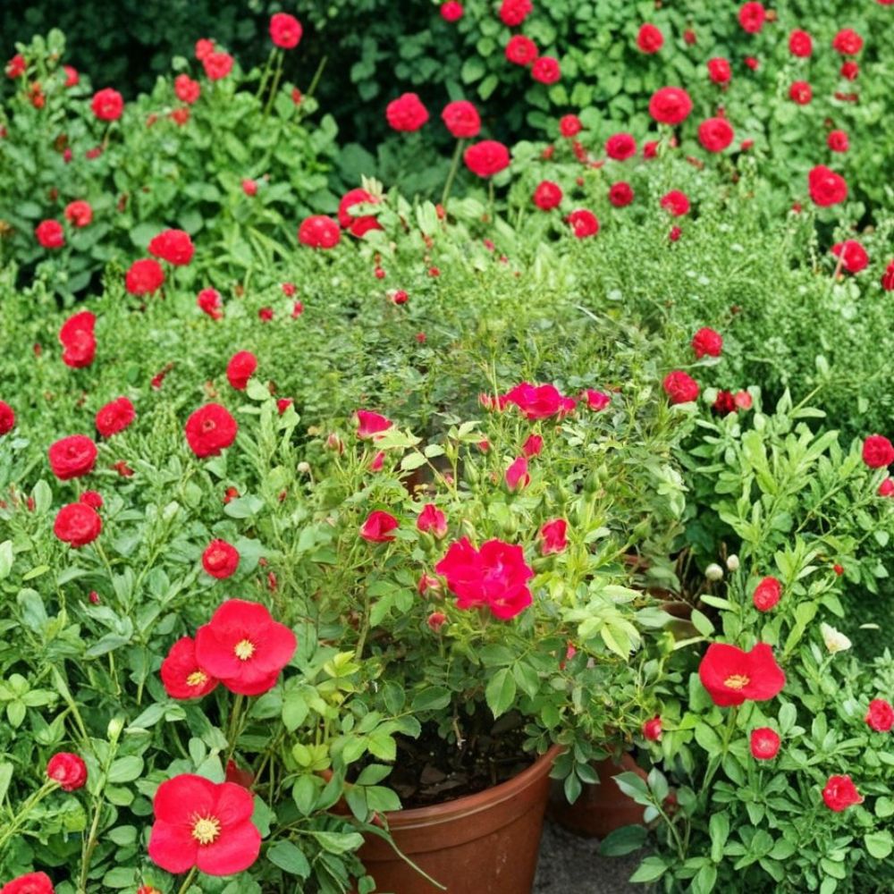Red Drift Rose Live Bush Plant, 3 Gallon Groundcover Rose, Easy to Grow, Landscape & Garden, Rosa x 'Meidiland'