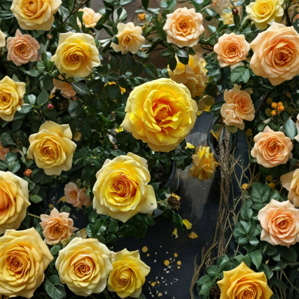 St. Tropez Floribunda Rose – Live Bush Plant, 3 Gallon, Rooted, Landscape & Garden, Easy to Grow, Rosa x hybrida