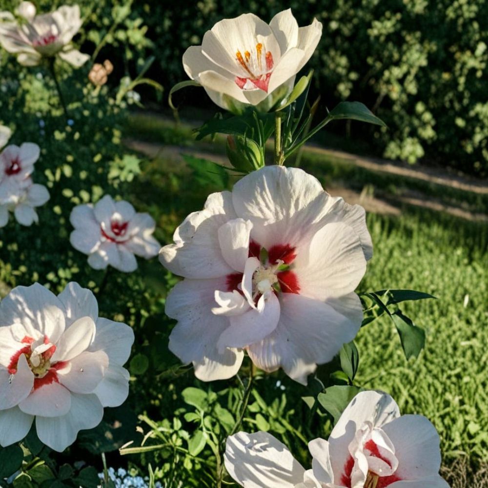 Double Flower White Rose of Sharon Live Plant – Hibiscus syriacus, 2 Gallon Hardy Shrub with Double White Blooms for Garden Landscaping
