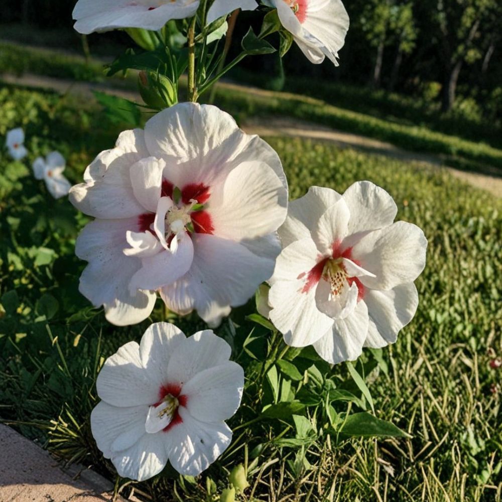Double Flower White Rose of Sharon Live Plant | 1 Gallon Hardy Hibiscus syriacus Shrub with Double White Blooms