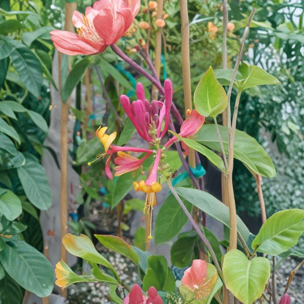 Pink Lemonade Honeysuckle Vine – Lonicera fragrant pink flowers, hummingbird friendly, 2-gallon live plant with root ball