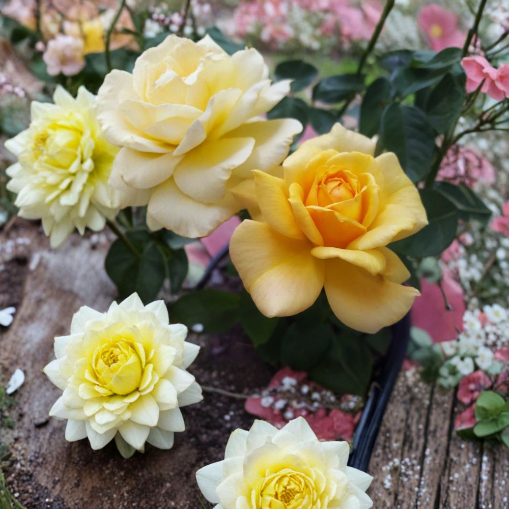 Sunsprite Floribunda Rose – Rosa hybrida Live Plant, 5 Gallon, Deep Yellow Flowering Rose Bush, Garden & Landscape, Easy to Grow