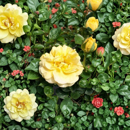 Julia Child® Floribunda Rose – Rosa hybrida Live Plant, 2 Gallon, Butter Gold, Award-Winning, Easy to Grow, Garden & Landscape