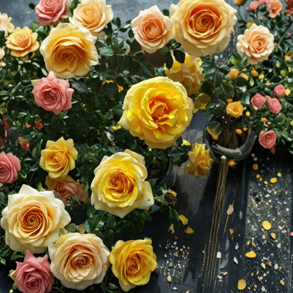 St. Tropez Floribunda Rose Live Plant – 5 Gallon Flowering Rose Bush with Root Ball – Landscape & Garden Friendly Rosa hybrida