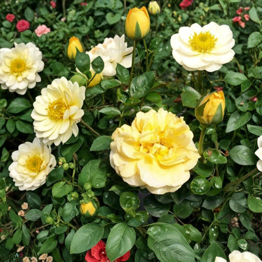 Julia Child Rose – Butter Gold Floribunda Live Plant, 1 Gallon, Fragrant Double Blooms, Award-Winning Garden Rose, Rosa 'Julia Child'