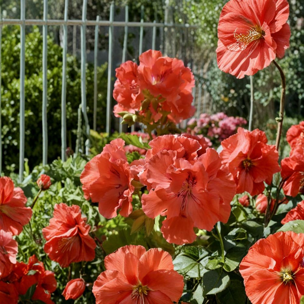 Double Red Orange Geranium Plants – 2 Rooted Pelargonium Starters for Garden Beds & Containers