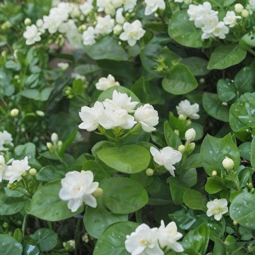 Arabian Jasmine Starter Plants – Jasminum sambac, White Fragrant Blooms, Set of 10 Potted Indoor & Outdoor Ornamental Plants