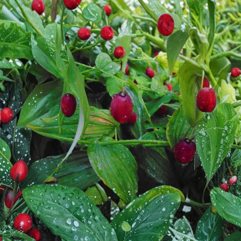 Watermelon Berry Live Root – Streptopus amplexifolius, Rare Edible Woodland Plant, Alaska Wild Harvested, Shade Garden Friendly