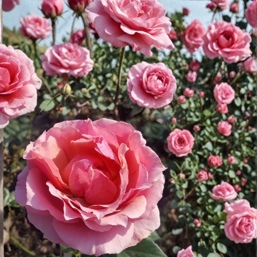 Princesse de Monaco Grandiflora Rose – Pink Flowering Bush Plant | 5 Gallon Garden Rose Shrub | Rosa Hybrid Elegant Garden Plant