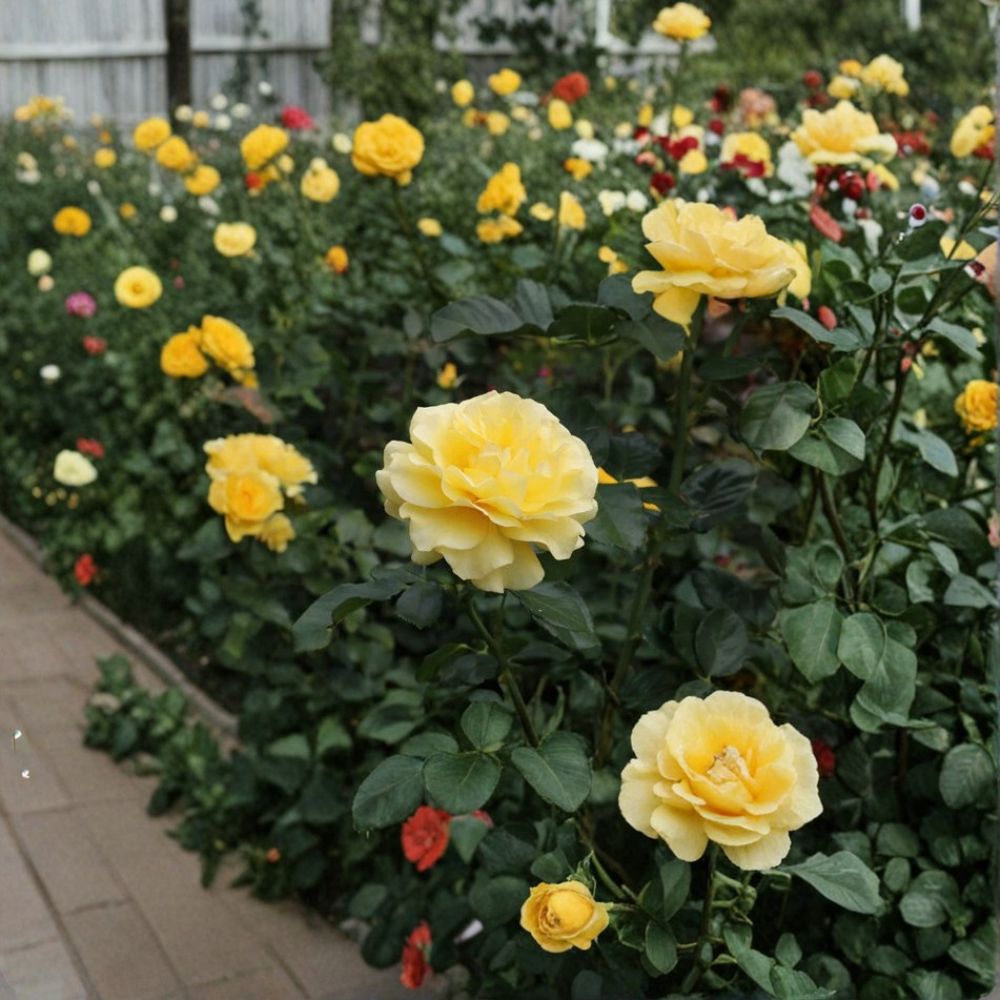 Sunsprite Floribunda Rose – Deep Yellow Live Bush Plant | 2 Gallon | Fragrant Vibrant Yellow Blooms | Easy-to-Grow Garden Rose