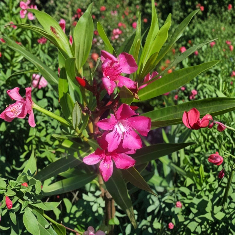 Pink Oleander Live Plant – 1 Gallon Root-Wrapped Shrub with Pink Flowers, Evergreen Hedge & Landscape Plant