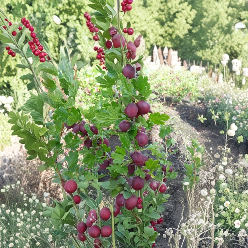 Hinnomaki Red Gooseberry Live Rooted Plant – Self-Pollinating Berry Shrub for Zones 3-7 | Sweet Red Gooseberries
