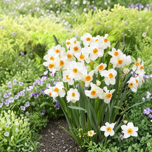 Narcissus Geranium Daffodil Bulbs – 10 Spring Flower Bulbs, Fragrant Heirloom, Deer Resistant Garden Flowers
