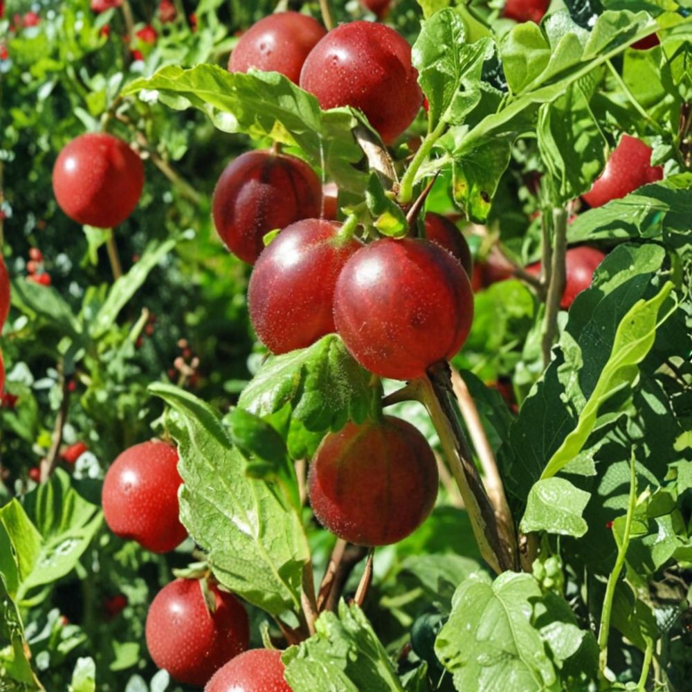 Captivator Gooseberry Live Rooted Plant | Self-Pollinating Berry Shrub | Red & Purple Gooseberries | Ribes uva-crispa