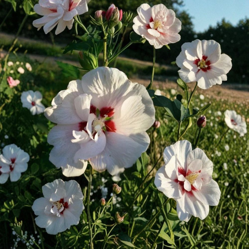Double Flower White Althea Rose of Sharon Live Shrub Plant | 2 Gallon Hardy Landscape Shrub with Double White Blooms
