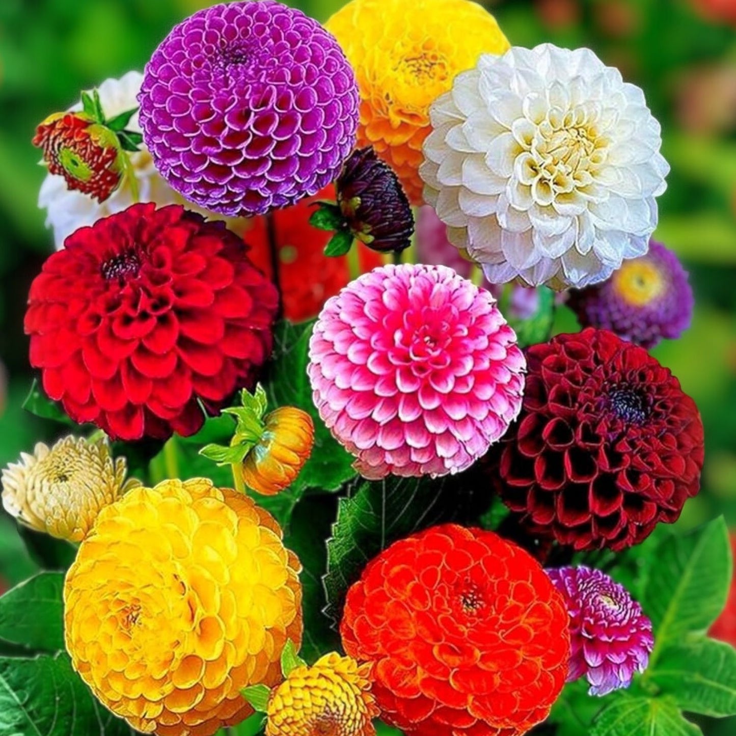 Dahlia Pom Pom Seeds - 100+ Mixed Color Flower Seeds for Planting - Dahlia pinnata Live Plant or Cutting