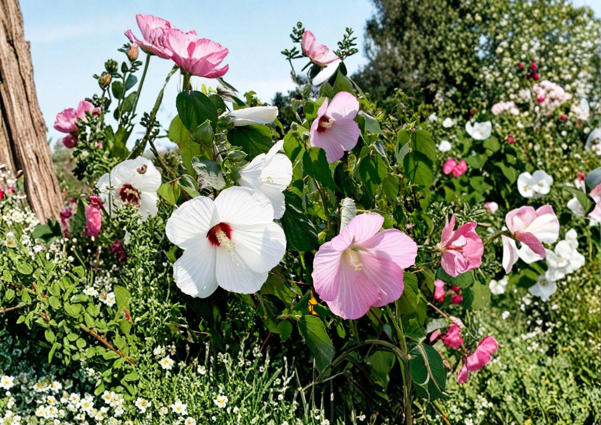 Swamp Rose Mallow Seeds – 30 Giant Pink & White Native Hibiscus Flower Seeds – Easy to Grow Perennial Plant