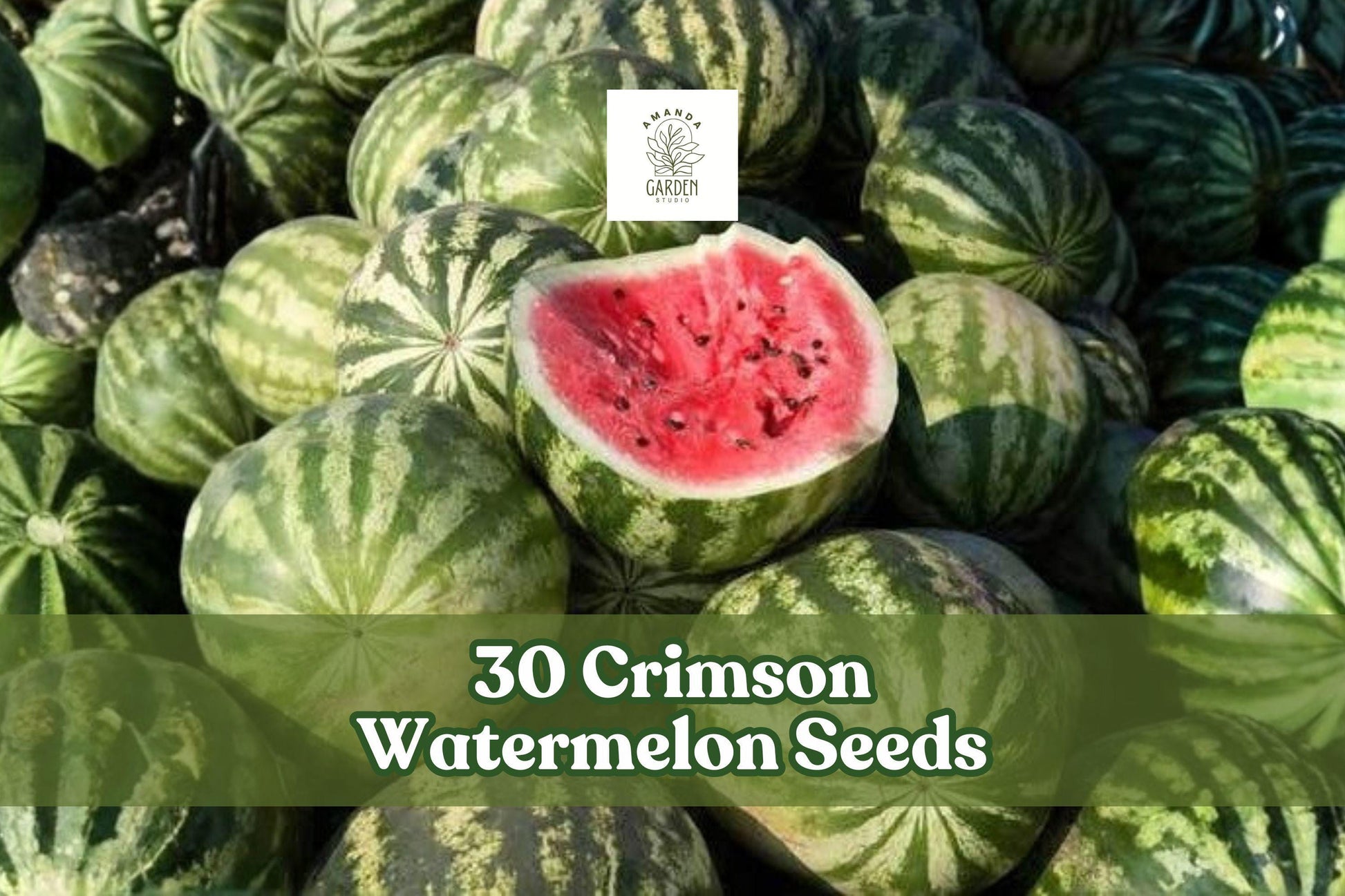 Crimson Watermelon Seeds – Fruit Vine for Garden, Citrullus lanatus, Sweet Red Flesh, Green Rind, Outdoor Plant