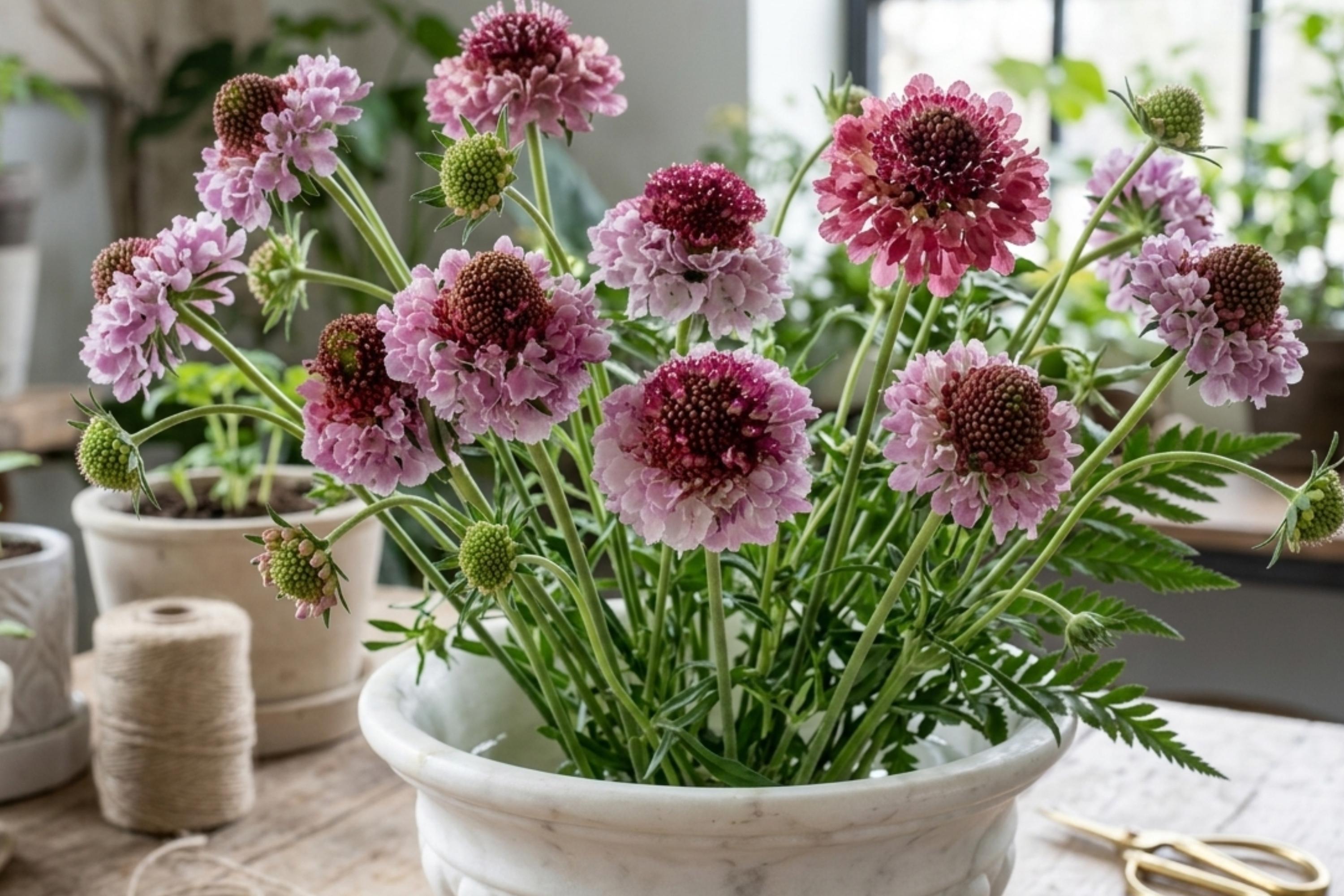 Salmon Rose Scabiosa Seeds – Annual Pollinator Attractor for Borders, Containers & Cut Flowers, Scabiosa japonica