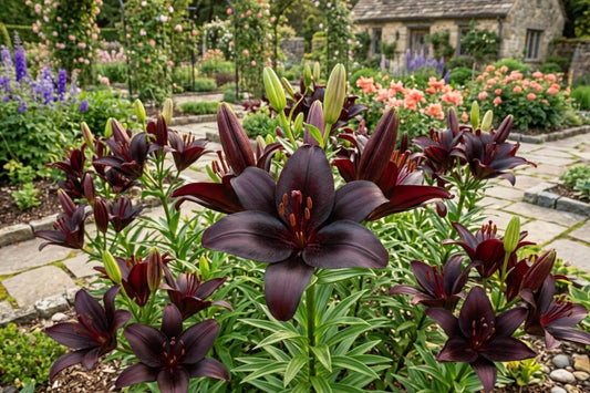 Nightrider Asiatic Lily Bulb – Live Perennial Flower, Lilium asiaticum 'Nightrider', Deep Purple, Summer Blooming, Pollinator Attracting