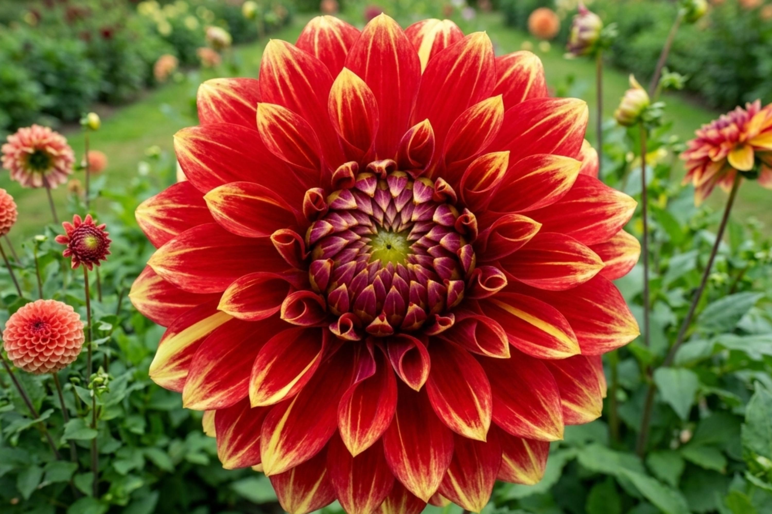 Giant Dinnerplate Dahlia Bulb Clump - Bohemian Spartacus - Large Flowering Tubers - Dahlia variabilis for Garden Display