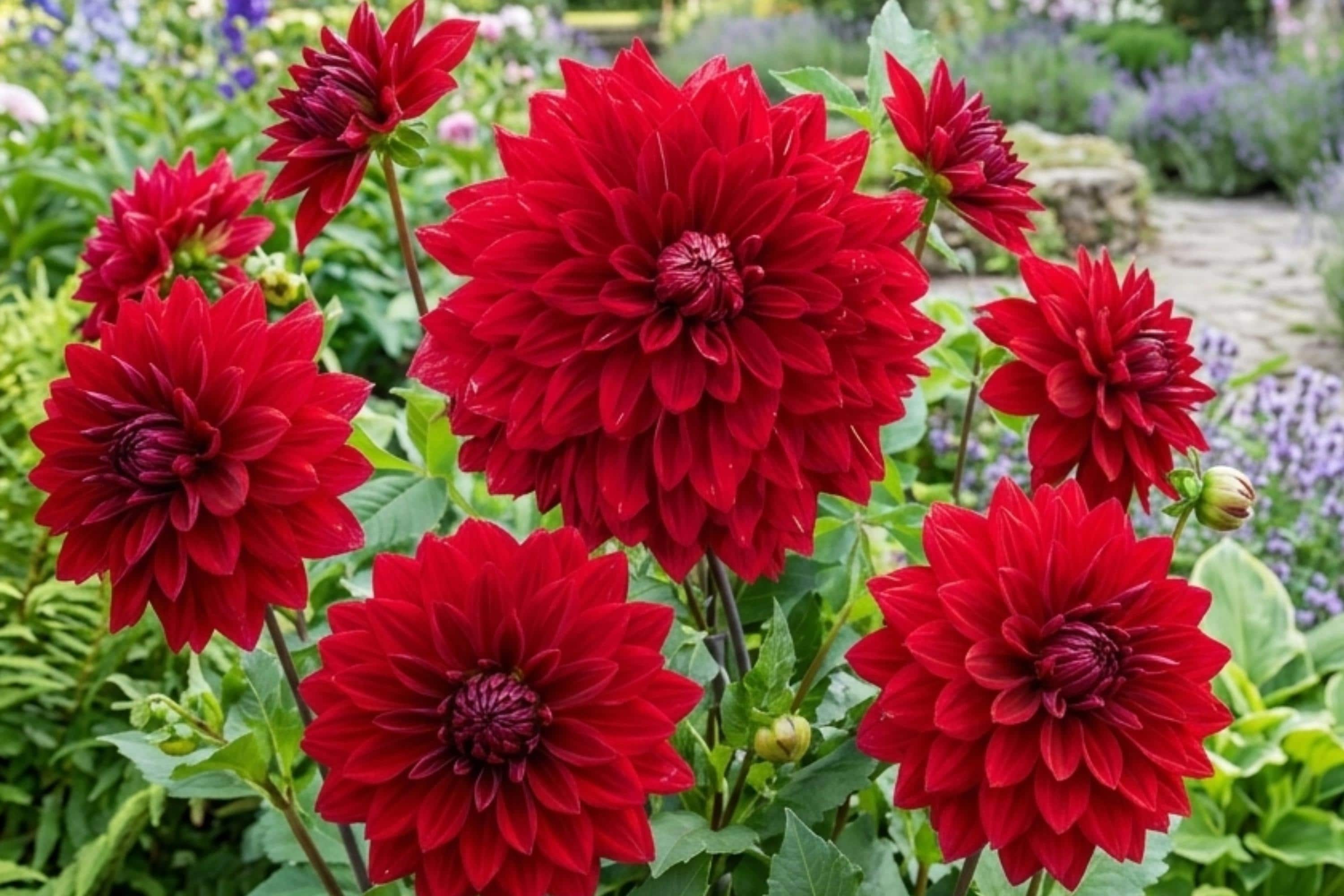Giant Dinnerplate Dahlia Bulb Clump – Large Red Blooms for Gardens, Dahlia pinnata, Flowering Tubers for Borders & Cut Flowers