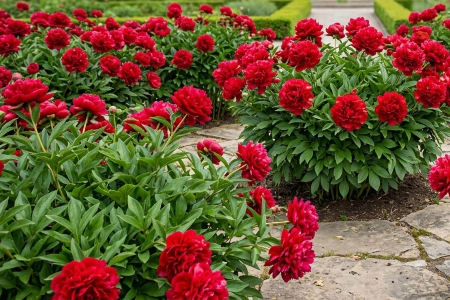 Karl Rosenfield Double Peony Bulb Plant - Cranberry Red Flowers - Perennial Paeonia lactiflora