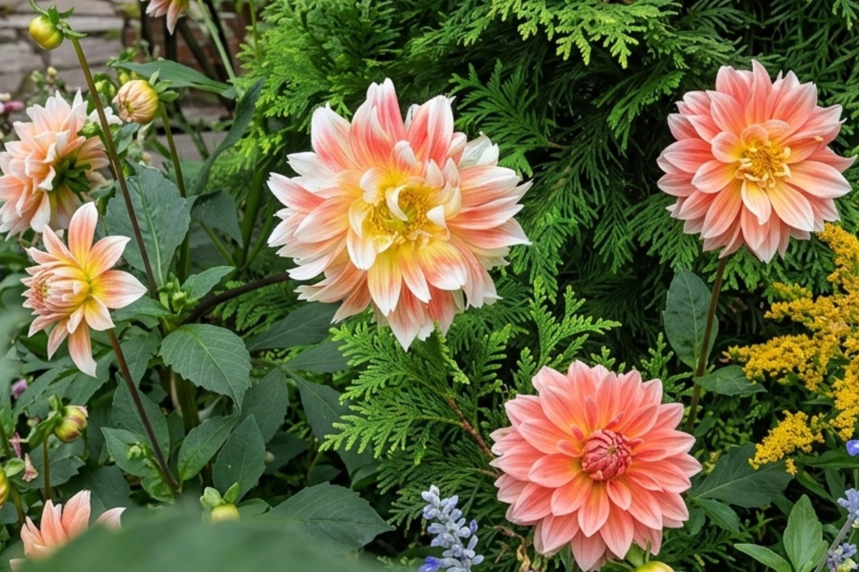 Peaches & Cream Dahlia Tuber Clump – Dinnerplate Decorative Garden Flower – Dahlia pinnata