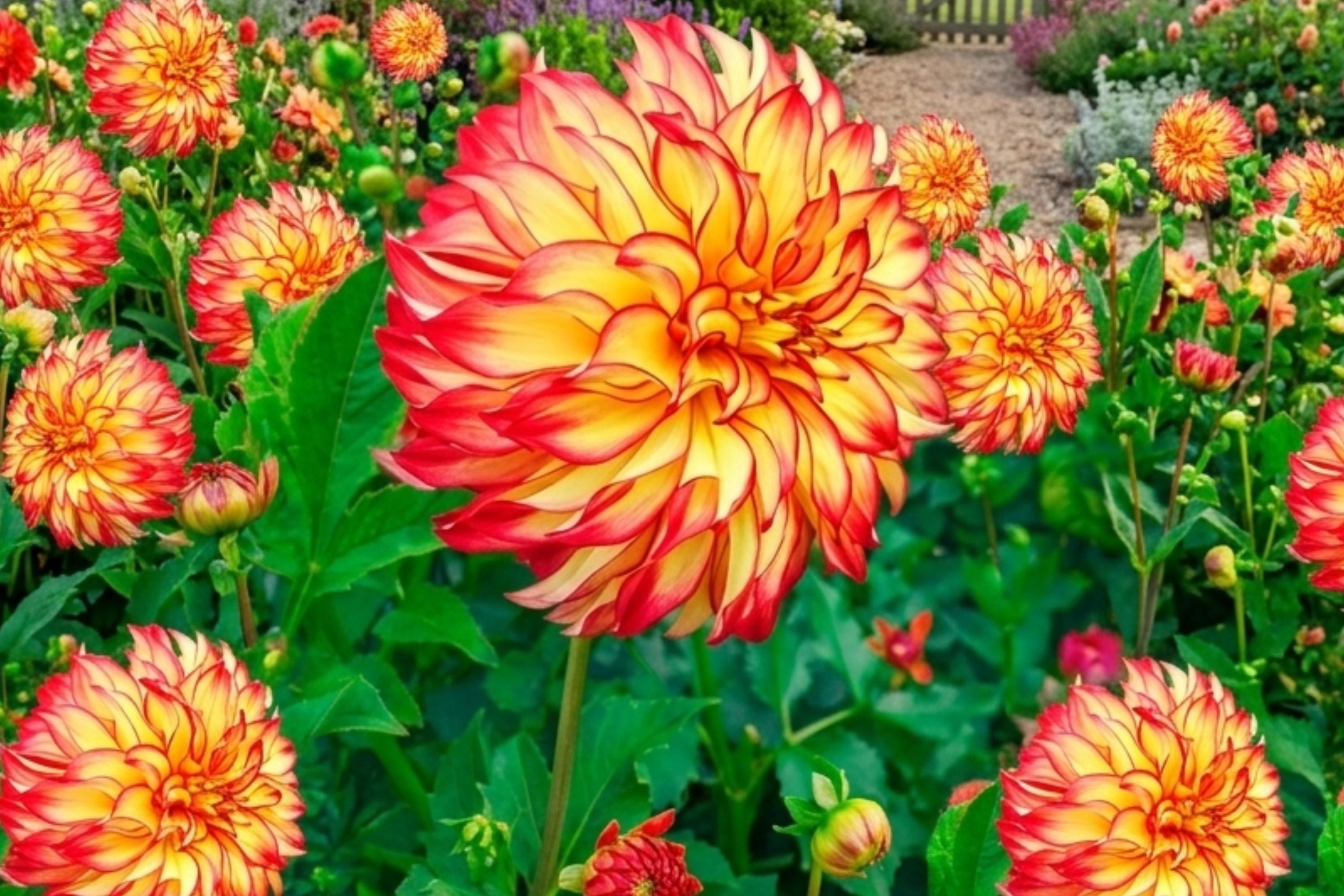 Dinner Plate Dahlia Bulb Tuber Clump Lady Darlene Large Rich Color Blooms Dahlia pinnata