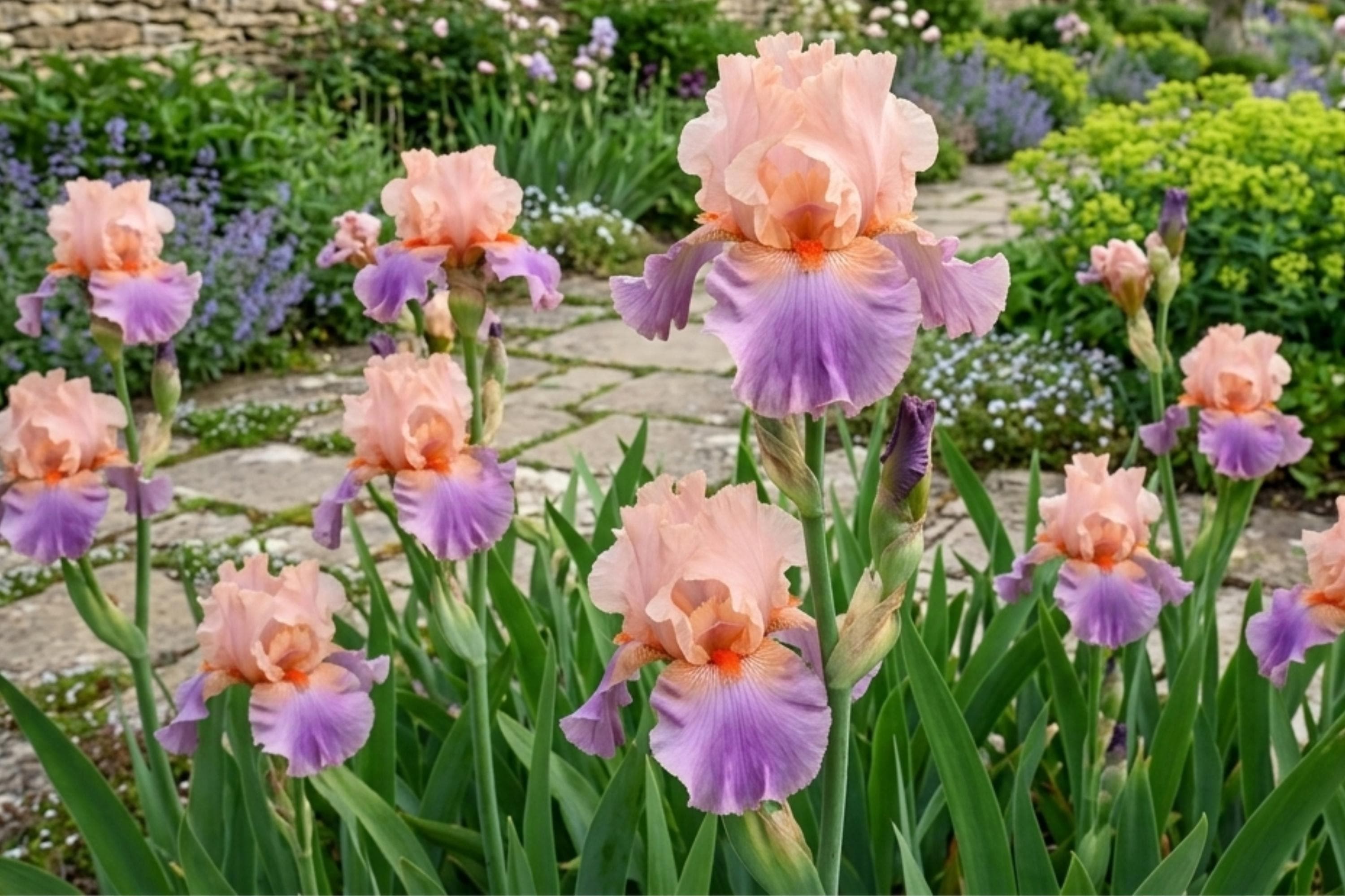 German Bearded Iris Bulb Rhizomes – Pastel Colors, Iris germanica, Garden Flowering Plant