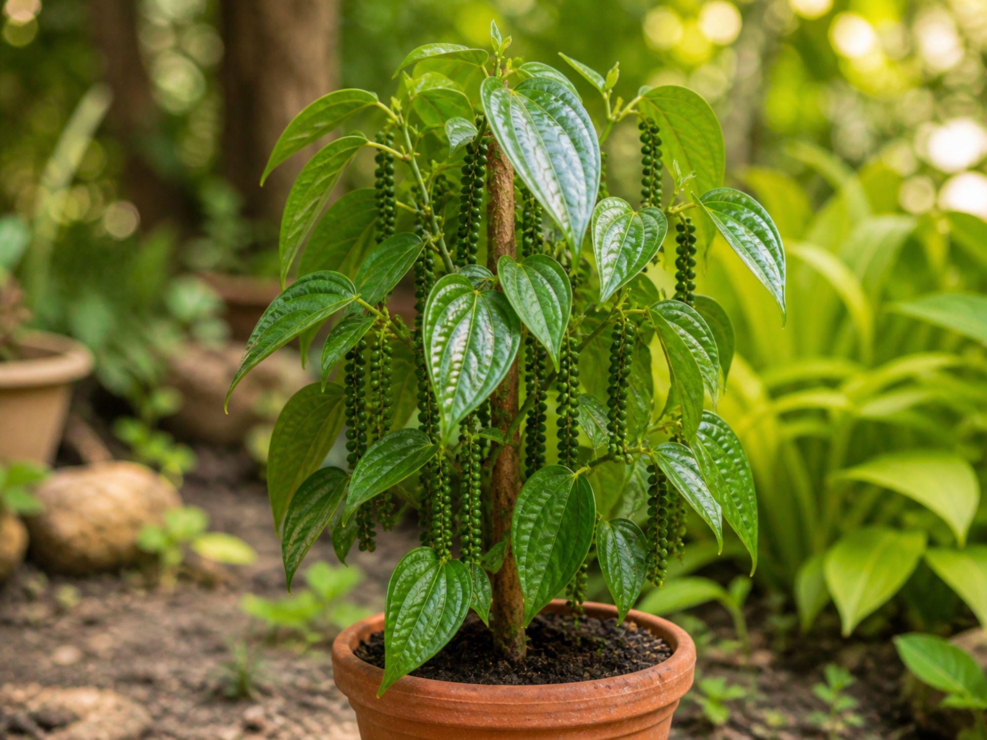 Black Pepper Plant Starter – Piper nigrum Climbing Vine for Indoor & Outdoor Gardens
