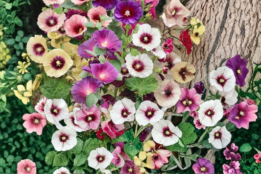 Mixed Hollyhock Seeds – Alcea rosea, Colorful Blooms, Tall Flowering Spikes, Garden Border, Cottage Garden, 100+ Seeds