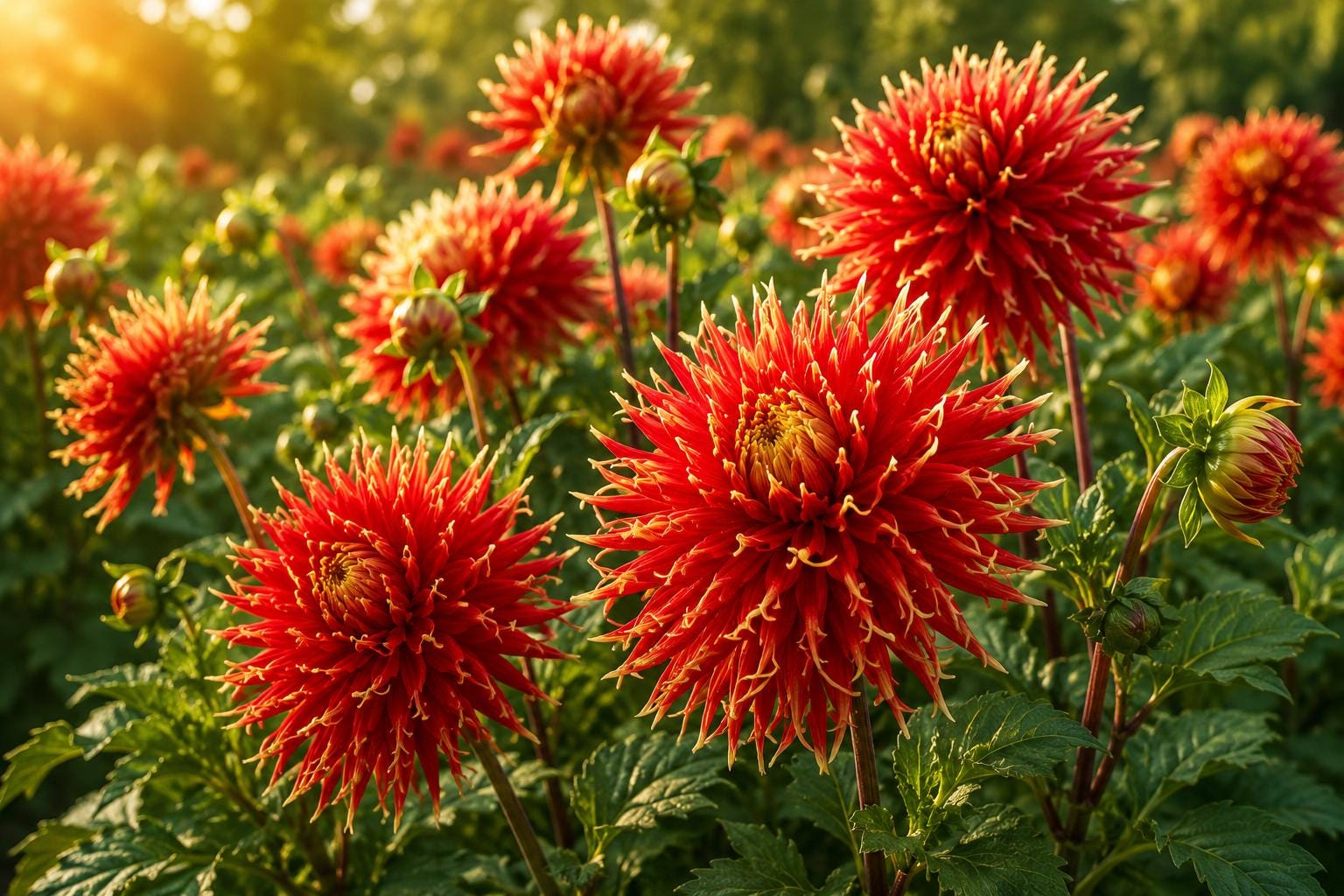 Decorative Cactus Dahlia Bulb Tuber Clump | Dahlia pinnata Perennial Flowering Plant for Garden Borders & Containers
