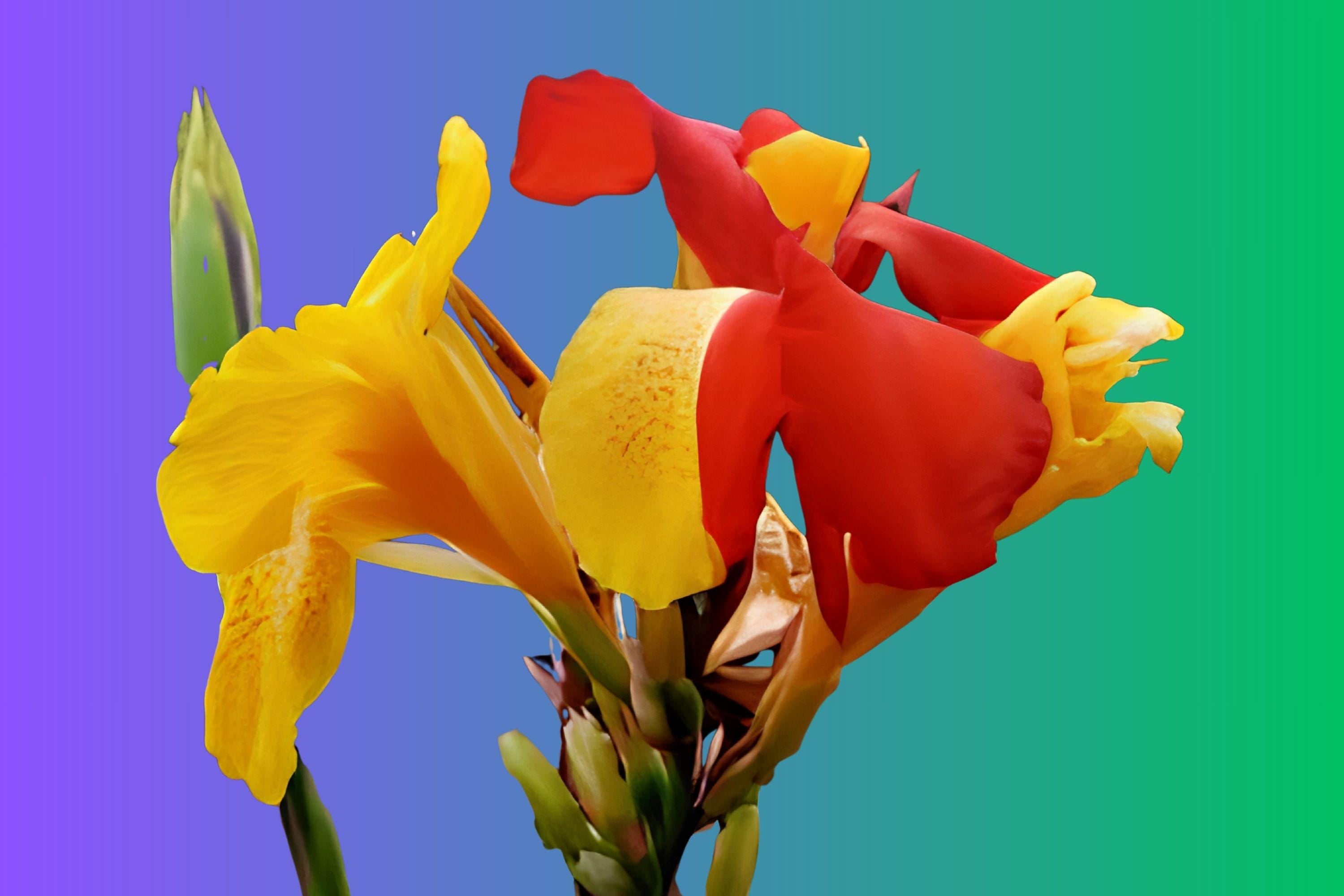 Canna Cleopatra Rhizomes – Bicolor Yellow Orange Red Summer Flowers, Tropical Perennial, Container Friendly, Pollinator Garden