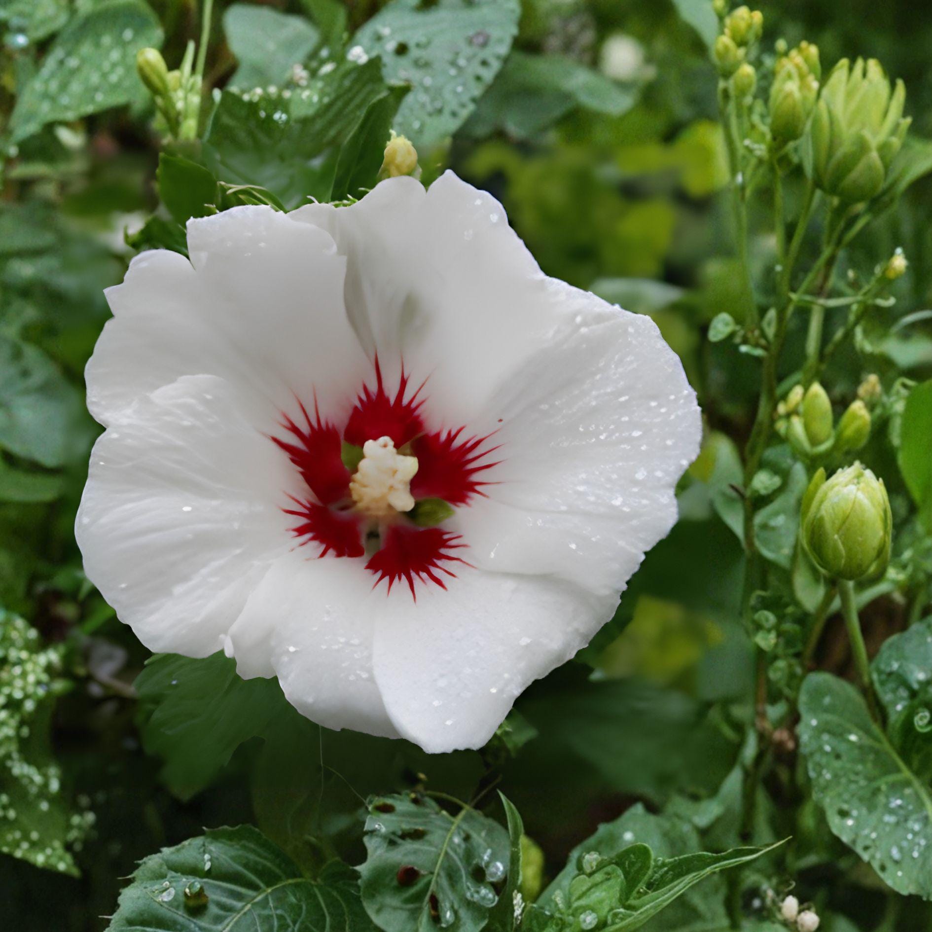 White Hardy Hibiscus Plant | Bare Root Perennial with Large White Flowers | Hibiscus grandiflorus