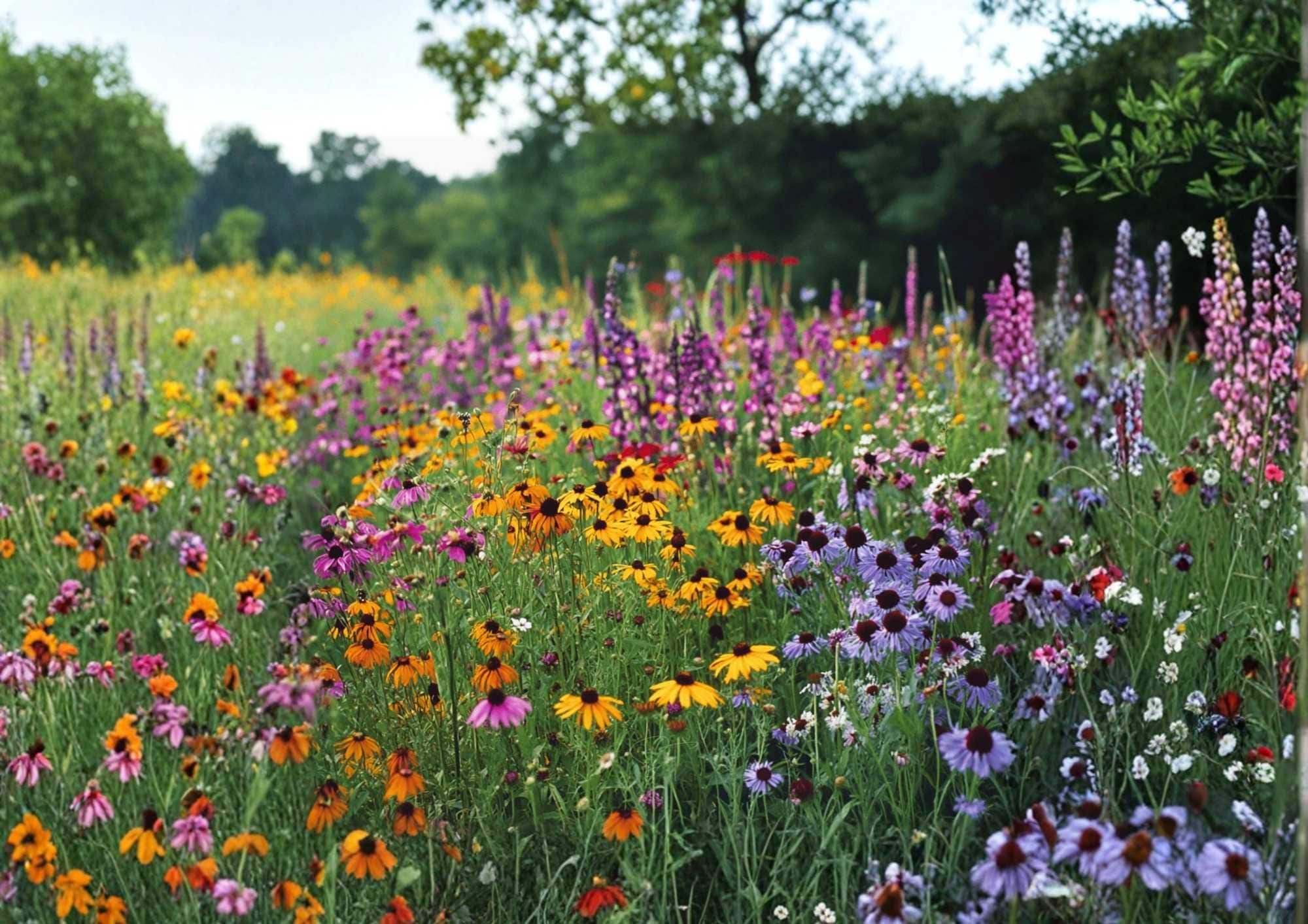Perennial Wildflower Mix Seeds – Heirloom Non-GMO Pollinator Flower Seeds for Garden, Long Bloom Meadow Butterfly Bee Blend Vari